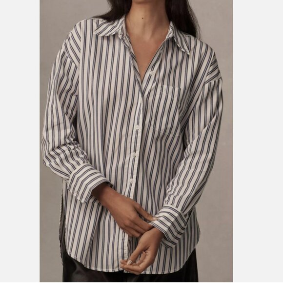 Anthropologie Tops - Anthropologie Maeve The Bennet Buttondown Shirt Top Indigo Stripe XS XXS NWT